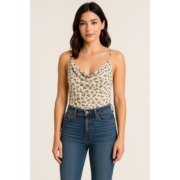 Abercrombie & Fitch Women's Leopard Print One Piece Bodysuit Cream Black Size XS - Picture 1 of 12